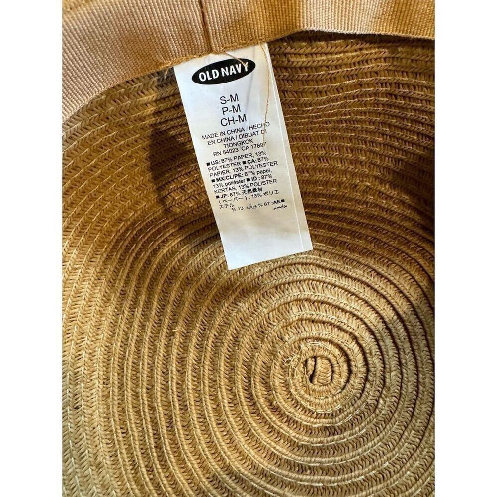 Old Navy Women's Beige Wide Brim Floppy Straw Sun Hat Size S -M - Picture 9 of 10